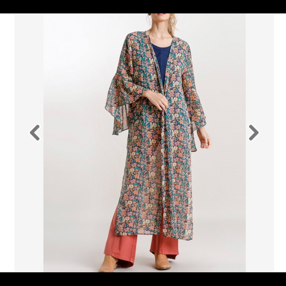 💥SALE 💥Umgee - Sheer Floral Bell Sleeve Kimono